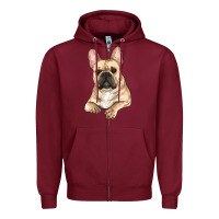 Burgundy french bulldog sitting Zipper Hoodie - RanaPortraitStore