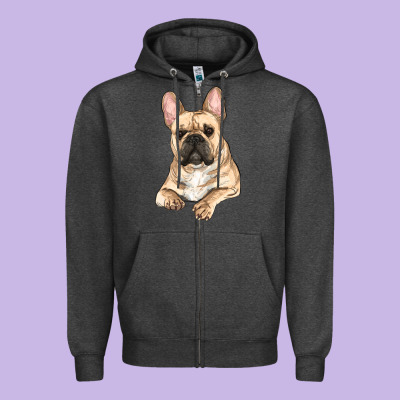 French Bulldog Sitting Zipper Hoodie Designed By Ranaportraitstore