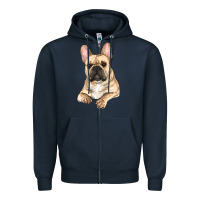 Navy french bulldog sitting Zipper Hoodie - RanaPortraitStore