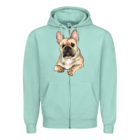 Seafoam french bulldog sitting Zipper Hoodie - RanaPortraitStore