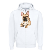 White french bulldog sitting Zipper Hoodie - RanaPortraitStore