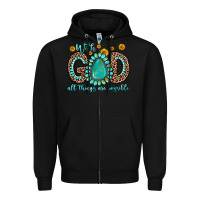Black with god all things are possible gemstone Zipper Hoodie - Zillion Design Studio