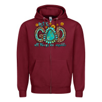 Burgundy with god all things are possible gemstone Zipper Hoodie - Zillion Design Studio