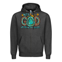 Charcoal Heather with god all things are possible gemstone Zipper Hoodie - Zillion Design Studio