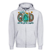 Heather Grey with god all things are possible gemstone Zipper Hoodie - Zillion Design Studio