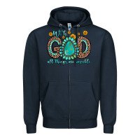 Navy with god all things are possible gemstone Zipper Hoodie - Zillion Design Studio