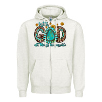 Oatmeal Heather with god all things are possible gemstone Zipper Hoodie - Zillion Design Studio