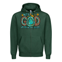 Sports Green with god all things are possible gemstone Zipper Hoodie - Zillion Design Studio