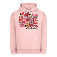 Pigment Salmon valentines day teacher life Urban Hoodie - MaliasSmallBusiness