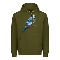 Army Green Blue Jay Bird Premium Hoodie - LillyAllenDesigns