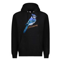 Black Blue Jay Bird Premium Hoodie - LillyAllenDesigns