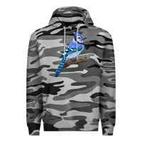Slate Camo Blue Jay Bird Premium Hoodie - LillyAllenDesigns