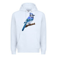 White Blue Jay Bird Premium Hoodie - LillyAllenDesigns