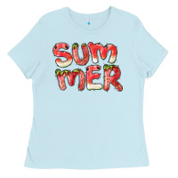 Baby Blue summer watermelon and strawberry Ladies Tee - BarkalooDesign