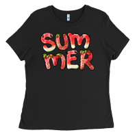Black summer watermelon and strawberry Ladies Tee - BarkalooDesign