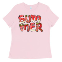 Bubblegum Pink summer watermelon and strawberry Ladies Tee - BarkalooDesign