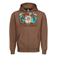 Chestnut with god all things are possible daisy Zipper Hoodie - Zillion Design Studio