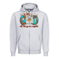 Heather Grey with god all things are possible daisy Zipper Hoodie - Zillion Design Studio