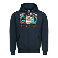Navy with god all things are possible daisy Zipper Hoodie - Zillion Design Studio