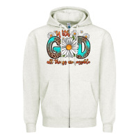 Oatmeal Heather with god all things are possible daisy Zipper Hoodie - Zillion Design Studio