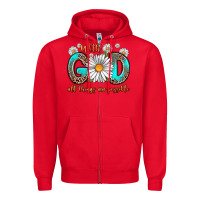Red with god all things are possible daisy Zipper Hoodie - Zillion Design Studio