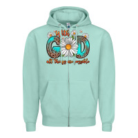 Seafoam with god all things are possible daisy Zipper Hoodie - Zillion Design Studio