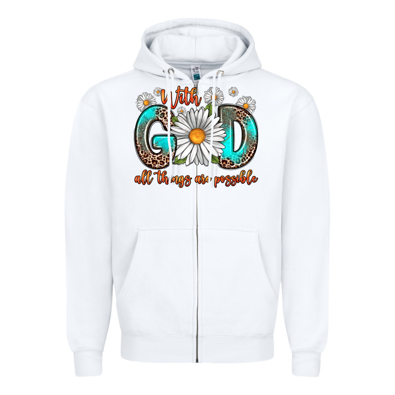 With God All Things Are Possible Daisy Zipper Hoodie by Zillion Design Studio | Teevron