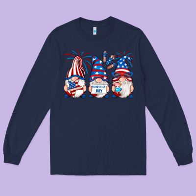 Long Sleeve Tee fourth of july gnomes