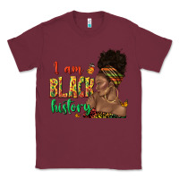 Burgundy i am black history afro black woman juneteenth Classic Tee - texasbilliewilder
