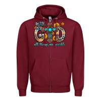 Burgundy with god all things are possible cross Zipper Hoodie - Zillion Design Studio