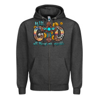 Charcoal Heather with god all things are possible cross Zipper Hoodie - Zillion Design Studio