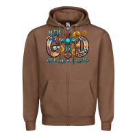Chestnut with god all things are possible cross Zipper Hoodie - Zillion Design Studio