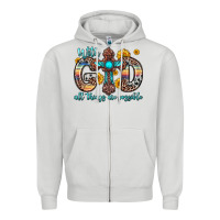 Dove Grey with god all things are possible cross Zipper Hoodie - Zillion Design Studio
