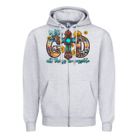 Heather Grey with god all things are possible cross Zipper Hoodie - Zillion Design Studio
