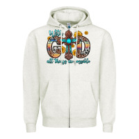 Oatmeal Heather with god all things are possible cross Zipper Hoodie - Zillion Design Studio