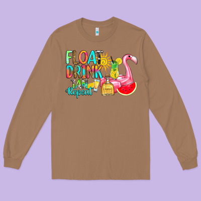 Long Sleeve Tee float drink tan repeat