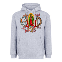 Heather Grey With God All Things Are Possible Heavyweight Hoodie - RacoonDesign