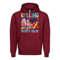 Burgundy rolling into fourth grade Zipper Hoodie - texasbilliewilder