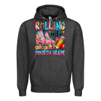 Charcoal Heather rolling into fourth grade Zipper Hoodie - texasbilliewilder
