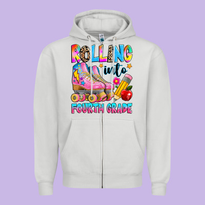 Rolling Into Fourth Grade Zipper Hoodie Designed By Texasbilliewilder