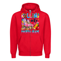 Red rolling into fourth grade Zipper Hoodie - texasbilliewilder