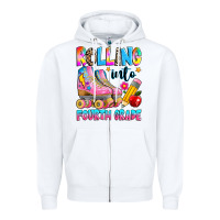 White rolling into fourth grade Zipper Hoodie - texasbilliewilder