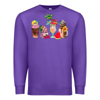 Purple summer coffee cups Premium Sweatshirt - AdoDesignShop