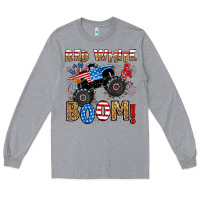 Heather Grey red white boom monster truck Long Sleeve Tee - RanaPortraitStore