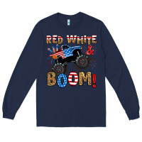 Navy red white boom monster truck Long Sleeve Tee - RanaPortraitStore