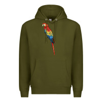 Army Green Scarlet Macaw Parrot Premium Hoodie - LillyAllenDesigns