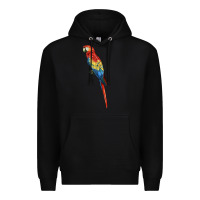 Black Scarlet Macaw Parrot Premium Hoodie - LillyAllenDesigns