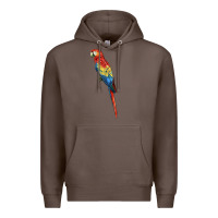 Coffee Scarlet Macaw Parrot Premium Hoodie - LillyAllenDesigns