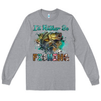 Heather Grey i'd rather be fishing Long Sleeve Tee - RanaPortraitStore