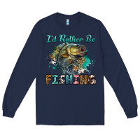 Navy i'd rather be fishing Long Sleeve Tee - RanaPortraitStore